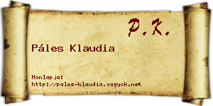 Páles Klaudia névjegykártya